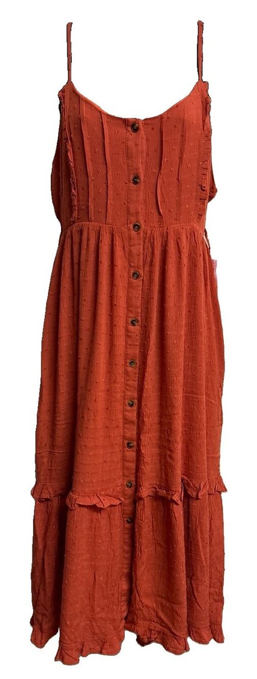 Fashion On Earth Dress Size Small S Orange Maxi Sleeveless Ruffle Boho NWOT New
